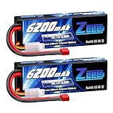 Zeee 2S Lipo Akku 7,4V 80C 6200mAh mit Deans Steck Hardcase RC Batterie für RC Auto RC Flugzeug RC Hubschrauber RC Hobby (2 Packungen)