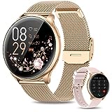 RUXINGX Smartwatch Damen mit Telefonfunktion 1.32" HD Voll Touch Screen, Armbanduhr mit SpO2 Pulsuhr Menstruationszyklus Schlafmonitor Schrittzähler Kalorien Fitness Tracker IP68 iOS Android Roségold