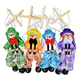 Acaino 4 Stück Clown Marionettenpuppen, Hölzern Pull String Marionette Clownpuppe interaktive Spielzeug für Kinder Geschenk