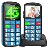 uleway 4G Seniorenhandy Mobiltelefon Ohne Vertrag,Senioren Handy mit Große Tasten,Rentner Handy Großtastenhandy mit USB-C, 1.7 Zoll LCD, SOS-Funktion,Taschenlampe,Ladestation,Verwendung der Nano-SIM