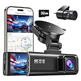 REDTIGER Dashcam Auto Vorne Hinten 4K/2,5K mit GPS WiFi, Dash Cam Auto Kamera 3,18" IPS-Bildschirm, kostenlose 32-GB-Karte, Nachtsicht, Loop-Aufnahme, 170°Weitwinkel WDR, Unterstützt 256 GB Max(F7NP)