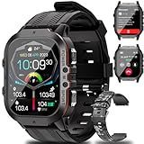 LEMFO Smartwatch Herren mit Telefonfunktion AMOLED Bildschirm 1,96 Zoll Smartwatch 1ATM wasserdichte Fitnessuhr Herren mit Herzfrequenzüberwachung 100+ Sportmodi für Android IOS