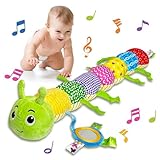 BARVERE Baby Musical Raupe Kuscheltier, Raupe Plüschtier Spielzeug mit Lineal, Greifling zum Rasseln Baby, Baby Stofftier Spielzeug, Tolles Geschenk für Jungen und Mädchen - Green