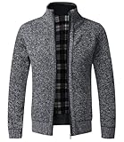 GLESTORE Pullover & Strickjacken Für Herren Jacken Cardigan Herren Fleecejacke Trachtenjacke Herren Dunkel Grau XXL