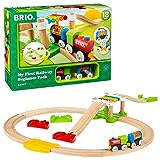 BRIO World 33727 Mein erstes Bahn Spiel Set - Zug mit Waggon, Schienen & Hängebrücke für Kleinkinder Einsteiger-Set empfohlen ab 18 Monaten, tolles