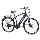 TRETWERK - 28 Zoll E-Bike - Herren E-Trekkingbike - Sonic - Pedelec Herrenfahrrad mit 8 Gang Shimano Acera Schaltung - E-Trekking Elektrofahrrad mit Mittelmotor 250W 36V 522Wh 80Nm - blau 50cm