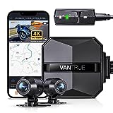 VANTRUE F1 Dashcam Motorrad 4K + 1080P, 5GHz WiFi Dashcam Auto vorne hinten mit GPS, HDR, WDR, Vollständig wasserdicht Motorrad autokamera, STARVIS Nachtsicht, 24Std. Parkmodus, Max. 512G