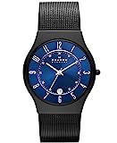 Skagen Herrenuhr Sundby Titanium, DreizeigerDatumswerk, 42mm Midnight Titanium Gehäuse mit EdelstahlMeshArmband, T233XLTMN