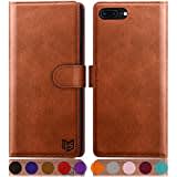 SUANPOT [RFID Schutz für iPhone 7 Plus/8 Plus 5,5-Zoll Hülle PU Leder Handyhülle Lederhülle Klapphülle Kartenfach Flip Cover für Apple 7 Plus/8 Plus Handy hülle Leather Wallet Phone Case Hellbraun