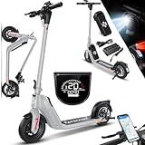 KESSER E-Scooter mit Straßenzulassung 40km Reichweite Faltbarer Elektro 36V / 10 Ah Batterie Roller Belastung bis 120kg 450W Motor 10'' Reifen LCD-Display und universelle Smartphonehalterung Grau