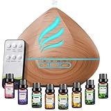 Essential Oil Diffuser 500ml mit 8 Diffuser Oil, Aromatherapie-Diffusoren, Lufterfrischer, Luftbefeuchter mit Fernbedienung, 4 Timer für Schlafzimmer