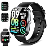 Smartwatch Herren Damen, 1.91"HD Smart Watch mit Telefonfunktion, 110+ Sportmodi Fitnessuhr mit Herzfrequenzmonitor Schlafmonitor Schrittzähler, IP68 Wasserdicht Sportuhr, Uhr für iOS Android, Schwarz