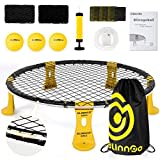 Mookis Blinngoball Outdoor Roundnet Spieleset, Roundnet Set Team Games bestehend aus Spielnetz, 3 Bällen, Kordelzug, Ballpumpe mit 1 Nadel und Handbuch und mehr