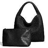 Handtaschen Damen 2-teiliges Set Shopper Damen Groß PU Leder Retro Gewebte Schultertasche Mode Umhängetasche Tote Bag Für Frauen, Klassisch Henkeltasche Kosmetiktasche Arbeit Freizeit Tasche