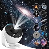 Planetarium Sternenhimmel Projektor, Globus Umgebungslicht Drehung Galaxy Planetarium Nachtlicht Planeten, mit 12 Pcs Hochauflösend 4K Film, Room Decoration Aesthetic für Kinder Erwachsene (Weiß)