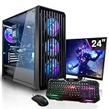 SYSTEMTREFF Gaming Komplett PC Set AMD Ryzen 5 8400F 6x4.7GHz | Nvidia RTX 4060 Ti 8GB DX12 | 1TB M.2 NVMe | 32GB DDR5 RAM | WLAN Desktop Paket Computer für Gamer, Gaming