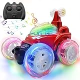 BoloShine Ferngesteuertes Auto mit LED Licht, USB-Aufladung RC Stunt Auto 360° Flips, MonsterTruck Offroad Spielzeug Weihnachten Geburtstags Geschenke für Mädche Jungen Kinder(Batterie Inbegriffen)