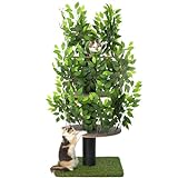 Kratzbaum Natur zum Klettern, Verstecken und Schlafen - groß mit austauschbaren Blättern - mehrstufig, einfach zu montieren - haustiersichere Materialien, langlebige und Patentierter robuste Cat Tree