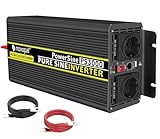 NOVOPAL 3000W Reiner Sinus Spannungswandler - Auto Wechselrichter 24V auf 230V Umwandler - Inverter Konverter mit 2 EU Steckdose und USB-Port - inkl. 5 Meter Fernsteuerung - Spitzenleistung 6000 Watt