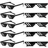 FSMILING 10 Pack Thug Life Brille Pixel Brille Thug Life Sonnenbrille Pixel Glasses Mosaik Gamer Mlg Coole 8 Bit Pixelated Lustige Brillen Für Erwachsene,Schwarz