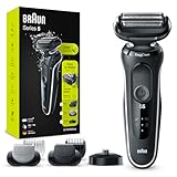 Braun Series 5 Rasierer Herren Elektrisch mit 2 EasyClick-Aufsätzen, Elektrorasierer / Barttrimmer / BodyGroomer, Ladestation, EasyClean, Wet & Dry, wiederaufladbar & kabellos, 51-W4650cs, Weiß