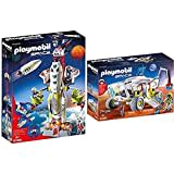 PLAYMOBIL 9488 Spielzeug-Mars-Rakete mit Startrampe & 9489 Mars-Erkundungsfahrzeug