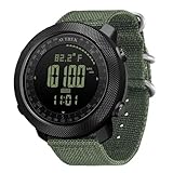 AVTREK Digitale Militär Uhr für Herren Sportuhr mit Kompass Temperatur Schrittzähler Sport Taktische Überlebensuhren mit Hintergrundbeleuchtung Alarm (grün)