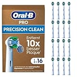 Oral-B Pro Precision Clean Aufsteckbürsten für elektrische Zahnbürste, 16 Stück, Zahnreinigung, X-Borsten, Original Oral-B Zahnbürstenaufsatz, briefkastenfähige Verpackung, Designed in Germany