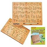 TanFans Holz-Alphabet Schreibtafel - Montessori Lernspielzeug für Vorschulkinder - Feinmotorik fördern - ABC Schreiben lernen - beidseitiges Übungstool - Geschenk für 1-4 Jahre alte Kinder