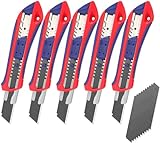 WORKPRO 5 Stück Cuttermesser Set 18mm mit 20 Ersatzklingen aus SK5, Profi Cuttermesser Abbrechklinge Kartonmesser, Mehrzweck Messer Allzweckmesser mit Gummigriff, Schneiden zum Papier, Karton