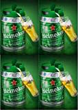 4 x 5 LITER HEINEKEN BIERFASS MIT ZAPFHAHN Draught Keg 5%