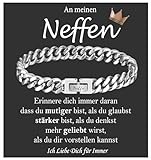 FAOMZQ Armband für Neffen, Kubanische Armband mit Gravur Geschenk für Meinen Neffen, Neffe Geschenke von Tante und Onkel zum Geburtstag Abschluss Einschulung Weihnachten