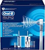 Oral-B Pro 2000 Elektrische Zahnbürste mit OxyJet Munddusche, 3 Aufsteckbürsten, 4 Ersatzdüsen, Set für Zahnreinigung und Zahnpflege, Geschenk Mann/Frau, Designed by Braun, weiß/blau (1erPack)