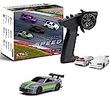 FLYCOLOR Turbo Racing 1/76 Skala Mini RC Auto mit 2.4G Remote Control Klassische LED Lichter Vollproportionale Fahrzeuge Modelle (C73-Grau)