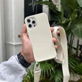 Bakicey Handykette Hülle für iPhone XS, Necklace Handyhülle Nylon Schultergurt Liquid Silikon Cover mit Kordel zum Umhängen Schutzhülle mit Stylische Band Case für iPhone X, Cremiges Weiß