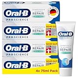 Oral-B Pro-Science Zahnfleisch & -schmelz Repair Extra Frisch Zahncreme, für die tägliche Anwendung, Stiftung Warentest, Made in Germany, Zahnpasta, 4x 75ml Pack