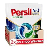 Persil Universal 4in1 DISCS (100 Waschladungen), Universal Waschmittel mit Tiefenrein Technologie, Vollwaschmittel für reine Wäsche und hygienische Frische für die Maschine