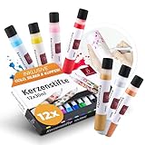 Brandalo® Premium 12er Set Kerzenstifte á 30ml leuchtende Farben – Candle Pen für Kerzen - Taufkerze Selber Machen - Ideal zum Kerzen Dekorieren & Gestalten - Candle Liner – Kerzenfarbe - Kerzenpen