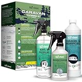 bio-chem Caravan Außen-Pflege Set 3-teilig - 1x 1000ml Caravan-Reiniger + 1x 500ml Regenstreifen-Entferner 1x 750ml Acryl- und Plexiglasreiniger - für Wohnmobil, Wohnwagen, Anhänger, Vorzelt etc.