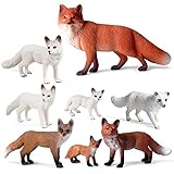 SIENON 8 Stück Fuchs Spielzeugfiguren Arktischer Fuchs und Rotfüchse Figuren Set Fuchs Familie Waldtiere Figuren Waldtierfiguren Miniatur Fuchs Tiere Spielzeug Kuchen Topper für Waldgeburtstag Party