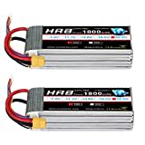 HRB 2pcs 6S Lipo Akku 1800mAh 50C 22.2V LiPo Batterie der Klasse A+ mit XT60 für RC Hubschrauber Flugzeug Autos LKW Buggy Truggy Multicopter Drones