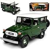 Motor Max Toyota Land Cruiser FJ40 Grün mit Weissem Dach 3 Türer 1960-1984 1/24 Modell Auto mit individuellem Wunschkennzeichen