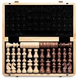 A&A 15 inch Wooden Folding Chess & Checkers Set w/ 3 inch King Height Staunton Chess Pieces / 2 Extra Queens…