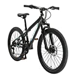 BIKESTAR Kinder Fahrrad Mountainbike 21 Gang Shimano, Scheibenbremse ab 8 Jahre | 24 Zoll Kinderrad MTB | Schwarz