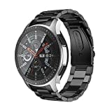 NotoCity Keine Lücke Gear S3 Frontier / S3 Classic/Galaxy Watch 46mm Armband, Ersatzarmband aus massivem Edelstahl für Samsung (Schwarz)