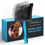 The Doodle Brush, Slicker Hundebürste für Cockapoo Pudelbürste, Hundebürste für langhaarige Hunde, Hundentwirrbürste, Hundebürsten für die Pflege - Extra lange Nadel-Slickerbürste für einfache Pflege