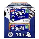 Tempo XXL Taschentücher Box - Vorteilspack - 10 Boxen, 140 Tücher pro Box - extra starke, weiche Papiertaschentücher, waschmaschinenfest