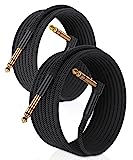 RUXELY 6.35mm TRS Gitarrenkabel 6M 2-Stück,90 Grad 1/4" Stecker Stereo Instrumentaenkabel,6.3 Klinke Guitar Cable,Symmetrische Audiokabel für E-Gitarre,Bässe,Tastaturen,Verstärker,Amp,Lautsprecher