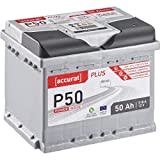 Accurat Plus P50 Autobatterie - 12V, 50Ah, 510A, zyklenfest, wartungsfrei, 35% mehr Startleistung, Ca-Technologie, Kaltstartkraft - Starterbatterie, Nassbatterie, Blei-Säure Batterie