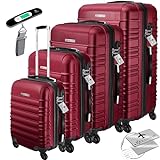 KESSER® 4tlg. Hartschalenkofferset Hartschalenkoffer Reisekoffer Set Reisekofferset Trolley Koffer Inkl. Kofferwaage + Gepäckanhänger Rollkoffer Schloss 4 Rollen ABS-Hartschale Teleskopgriff S-M-L-XL